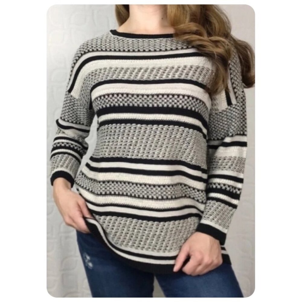 * J. Jill Stripped Pullover Knit Sweater sz M